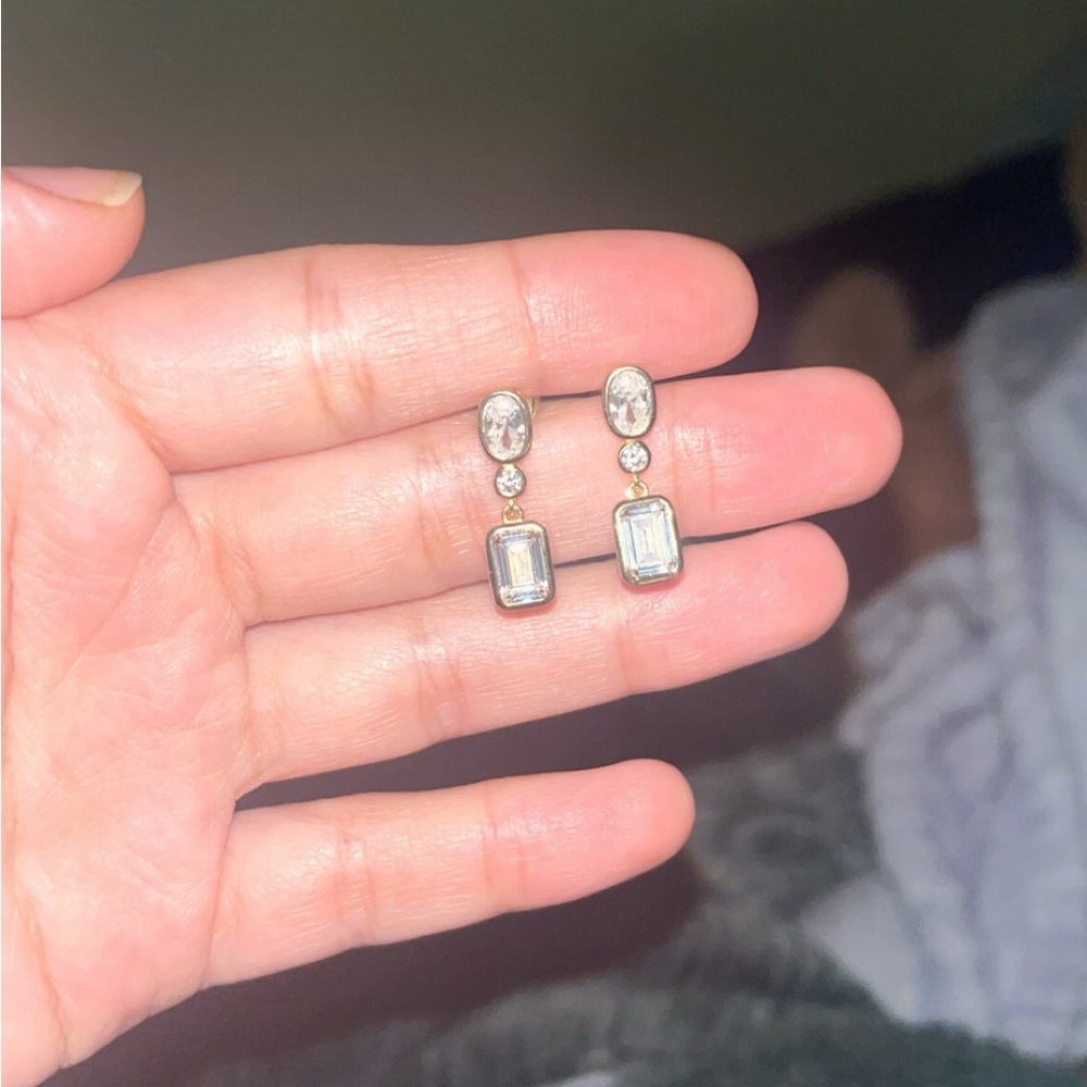 Sterling Silver 925 gold plated crystal earrings